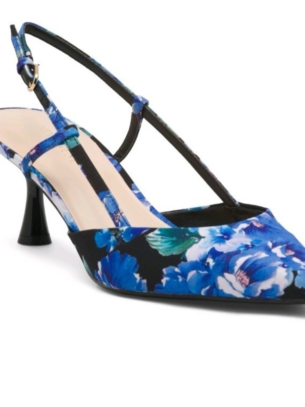 Nine west Rindy Slingback Kitten Heels With Blue Floral Size 8M - Picture 6 of 7